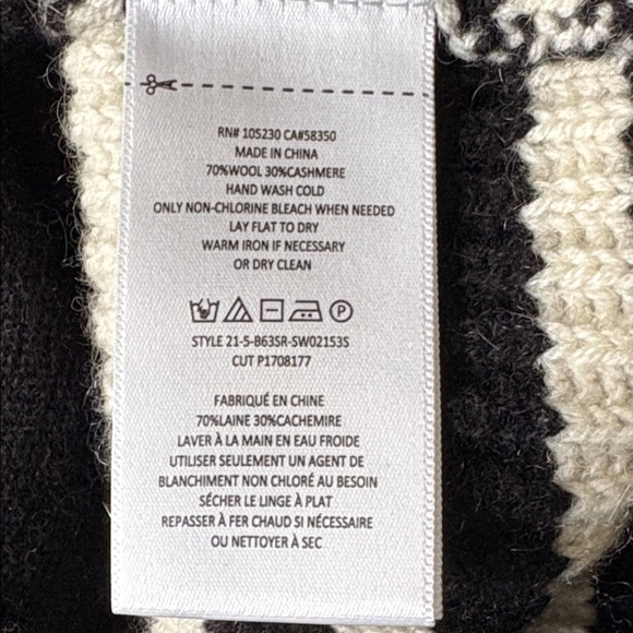 Equipment Bowie Wool Cashmere Stripes Sweater White Black Size XS - Picture 9 of 9